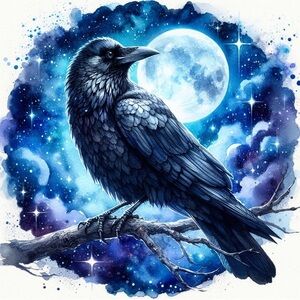 Full Moon Crow Print